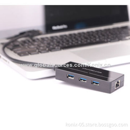 Portable mini USB 3.0 hub with 1000Mbps, supports wake-on-LAN and stopNew